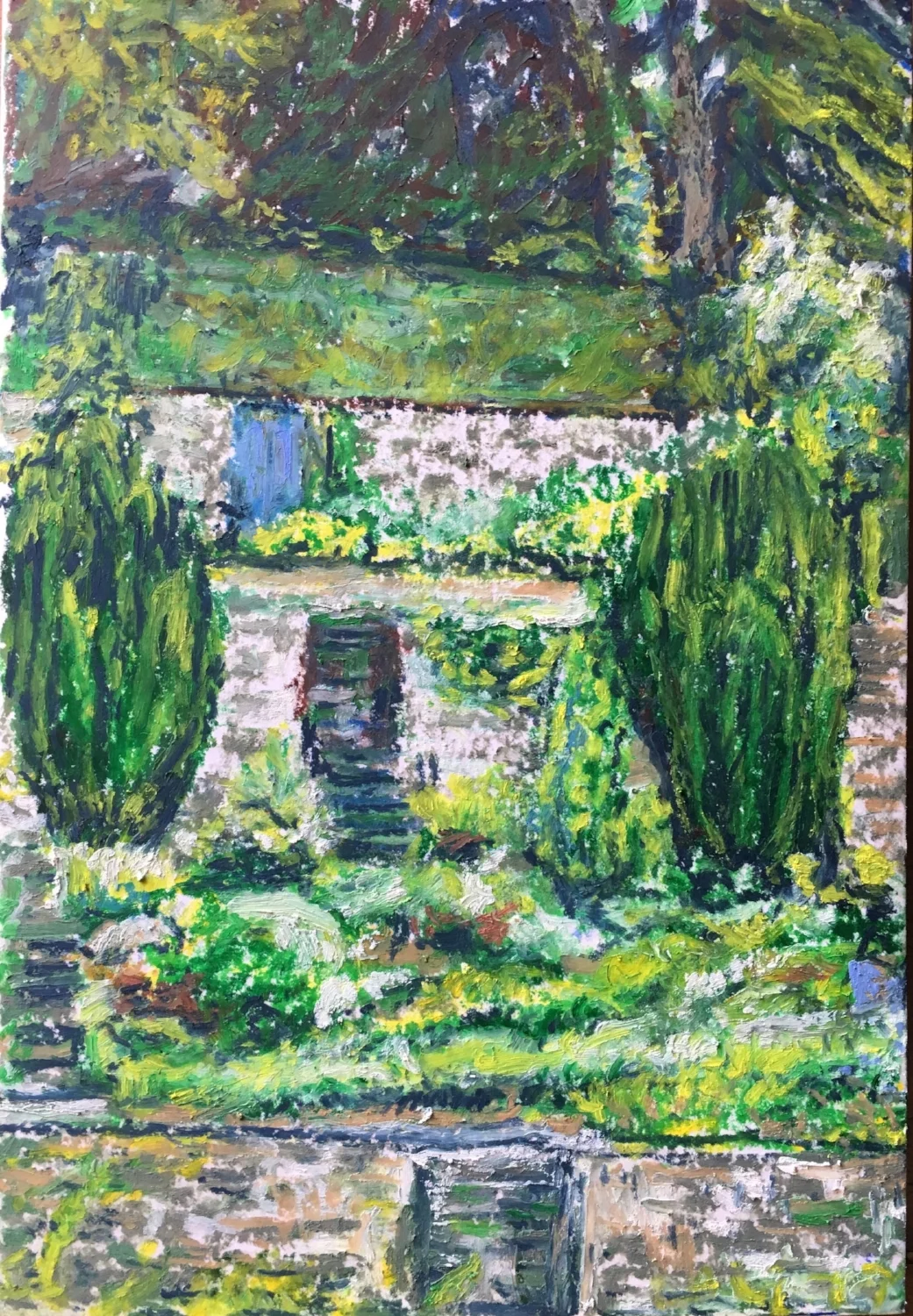 Garden in Edinburgh (Oil Pastel 9x6 in - May 30 2018)