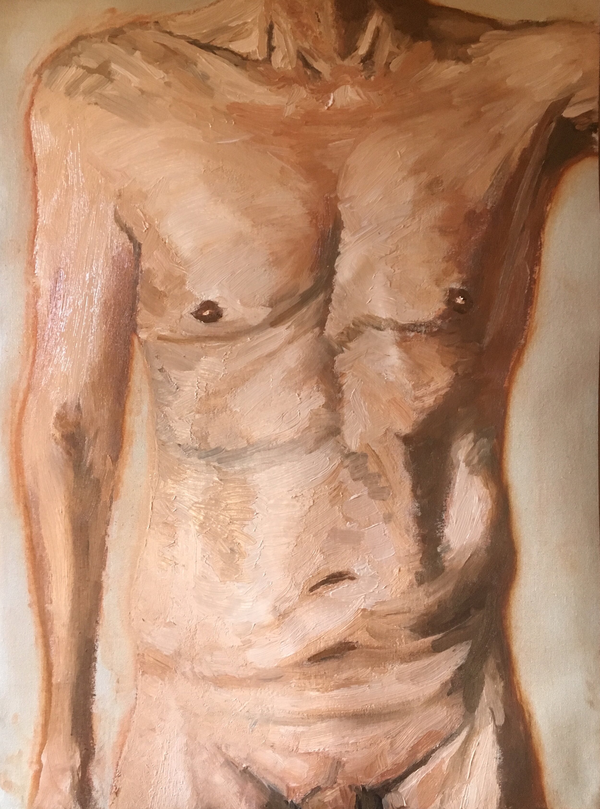 torso with raw umber ground