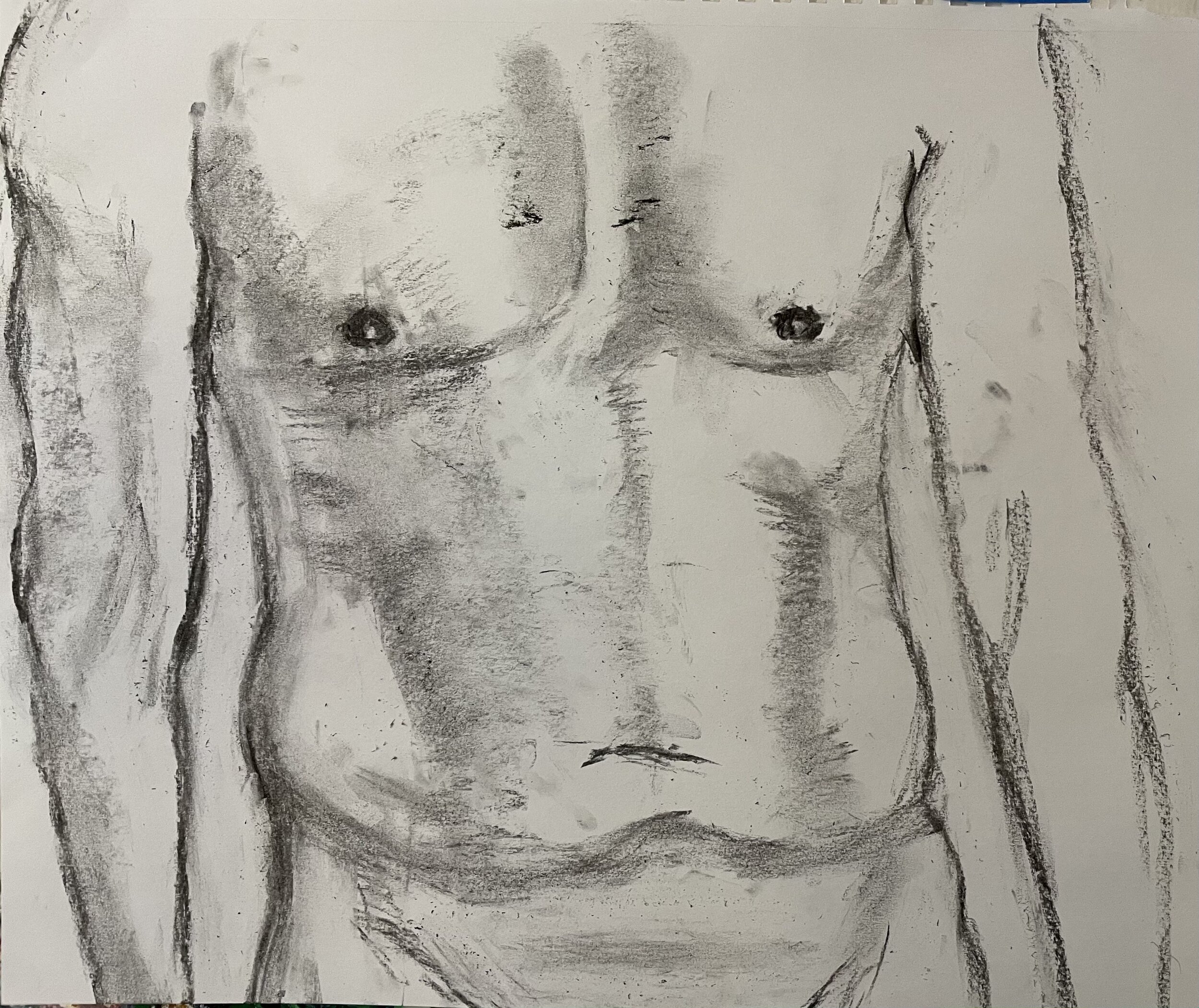 Afternoon Torso. Charcoal. 14x17.