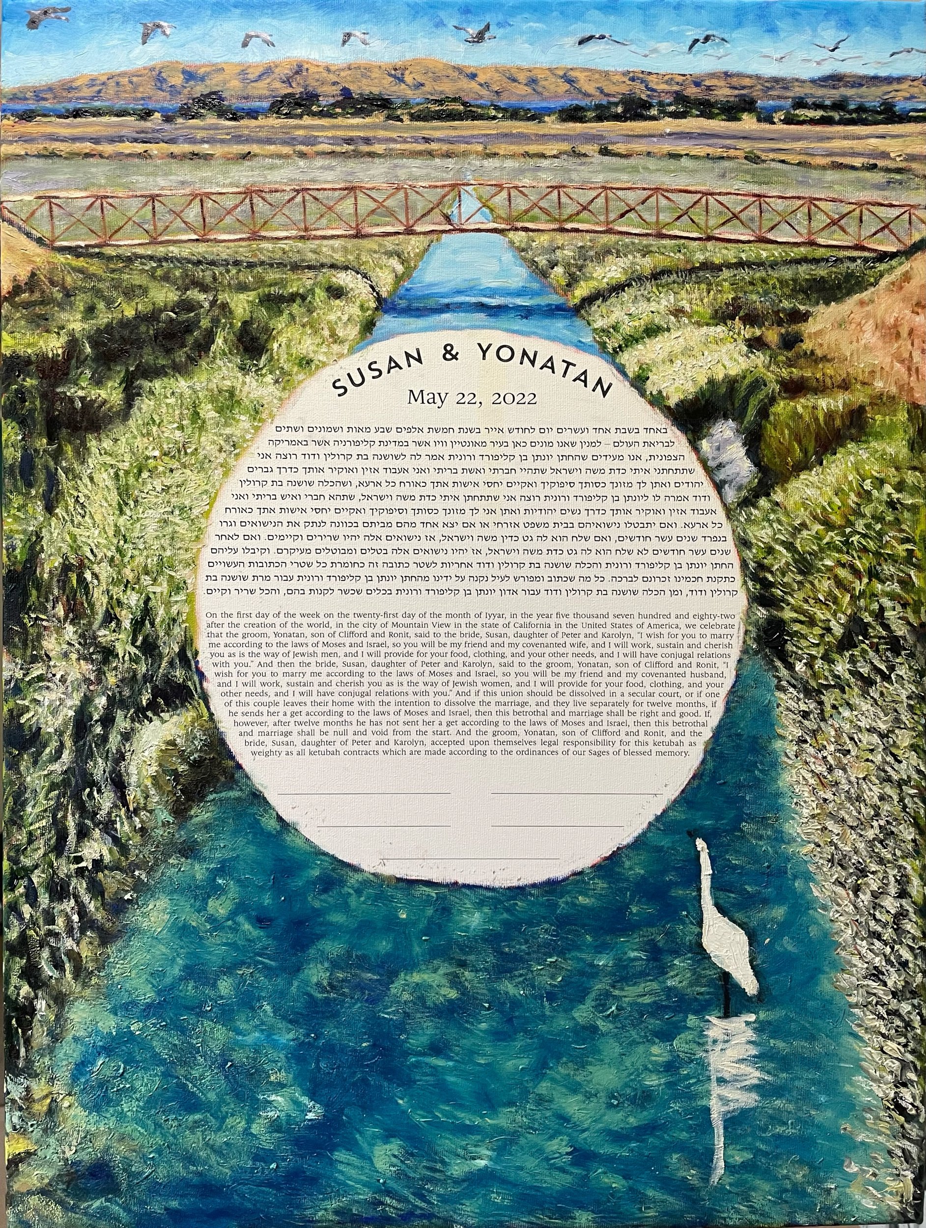 Shoreline Ketubah  with birds