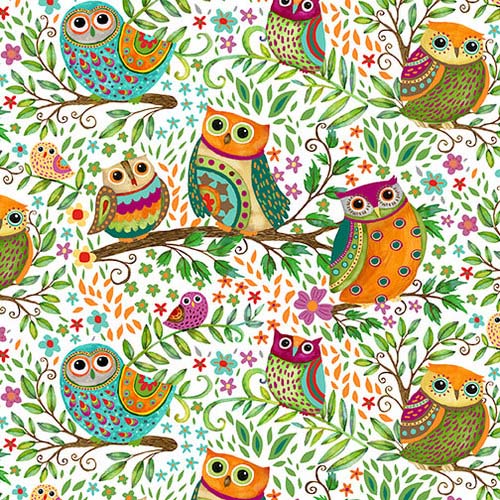 Spring Awakens Fabric Owls by Debi Hron for Henry Glass