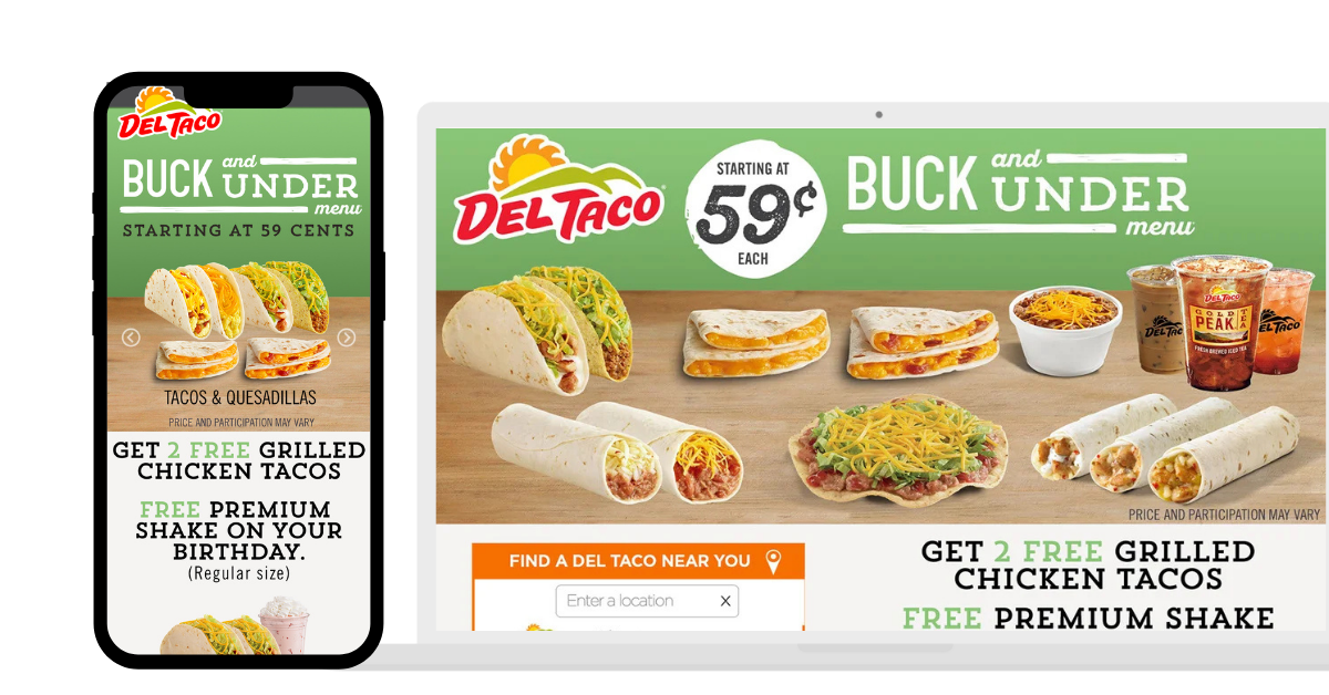 Del Taco Buck and Under menu