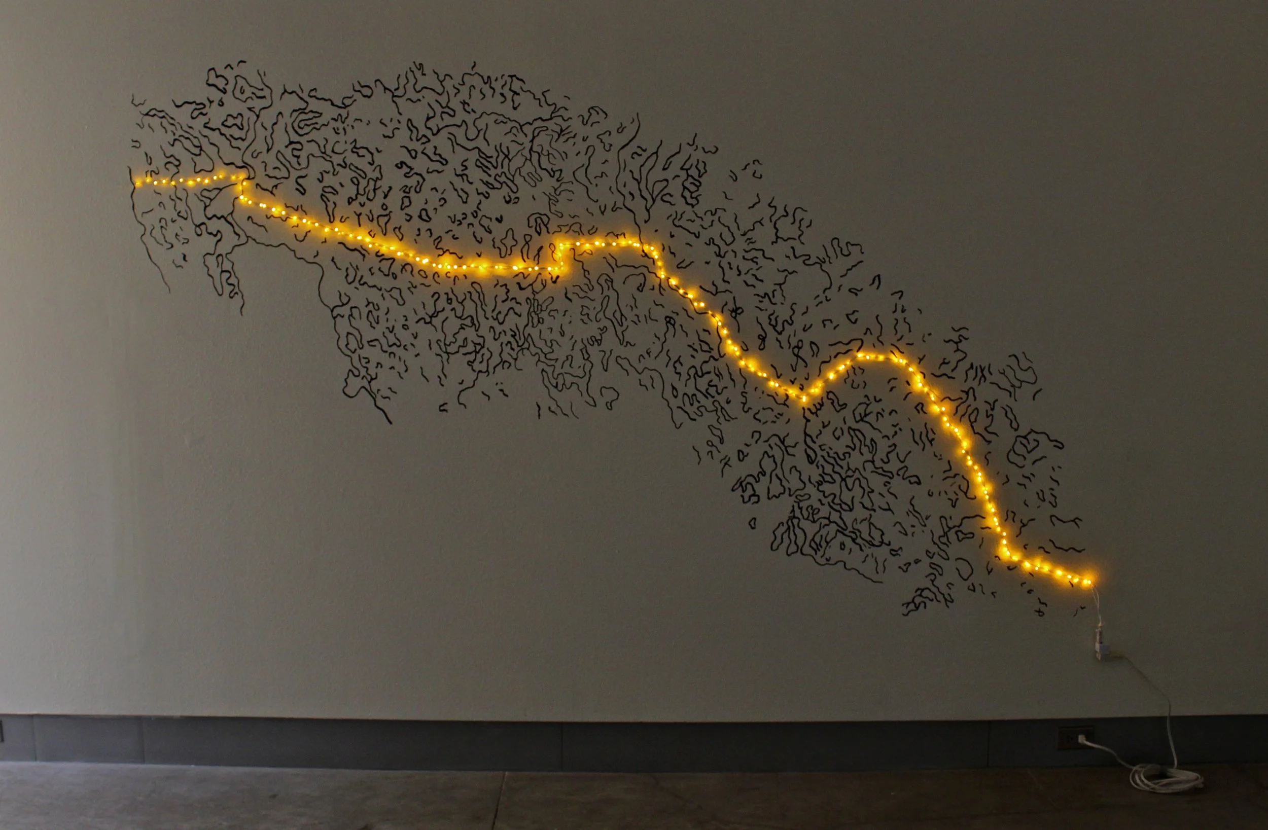  Lines , 2017, light, ink mural  Exhibited in  Inner Orbit  at form &amp; concept, Santa Fe, New Mexico, 2018 