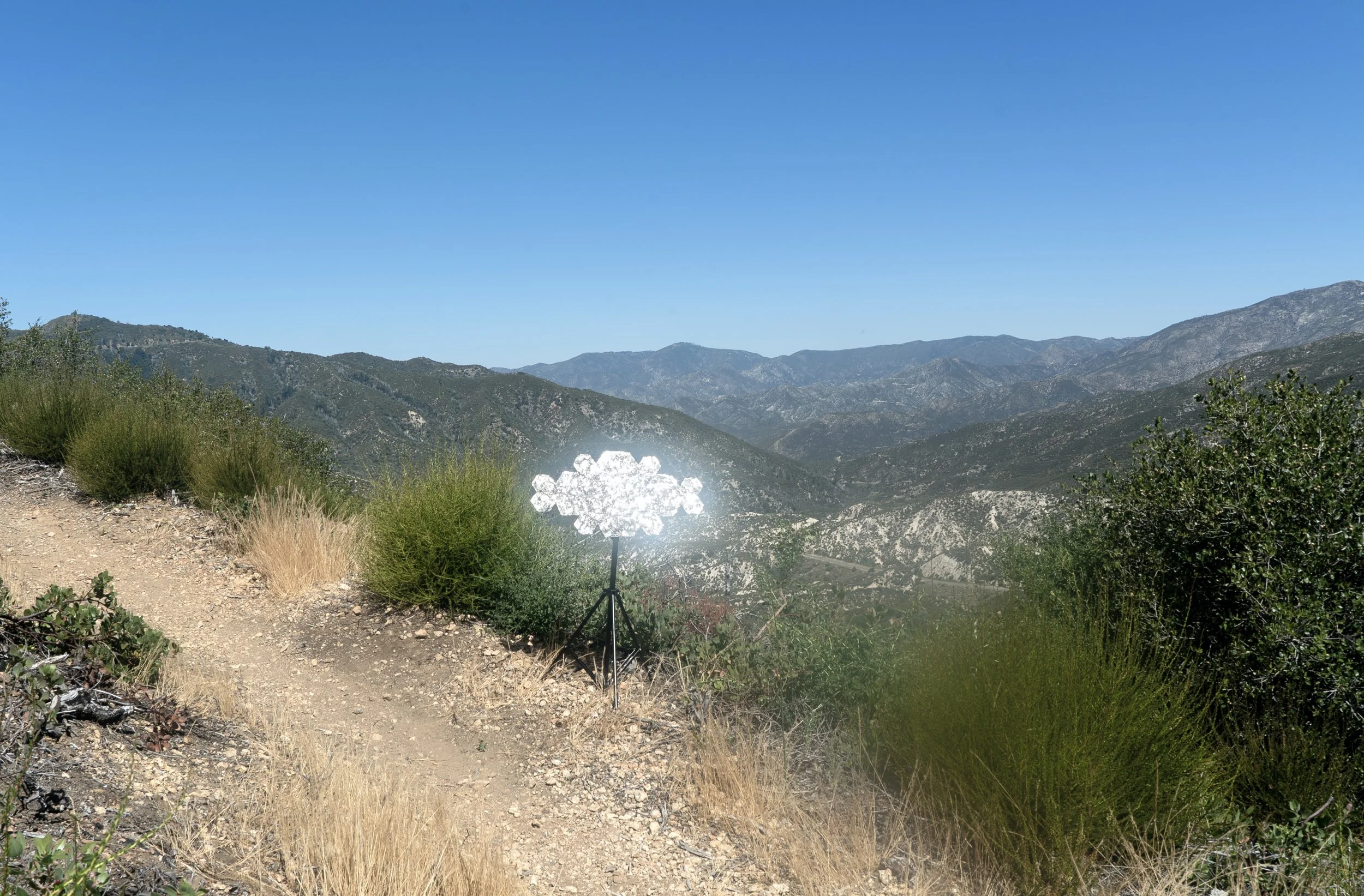   mirasol (descanso, san gabriel mountains looking north, solstice) , 2026, mica, 12.5×24×1in/31.75×61×2.5cm 
