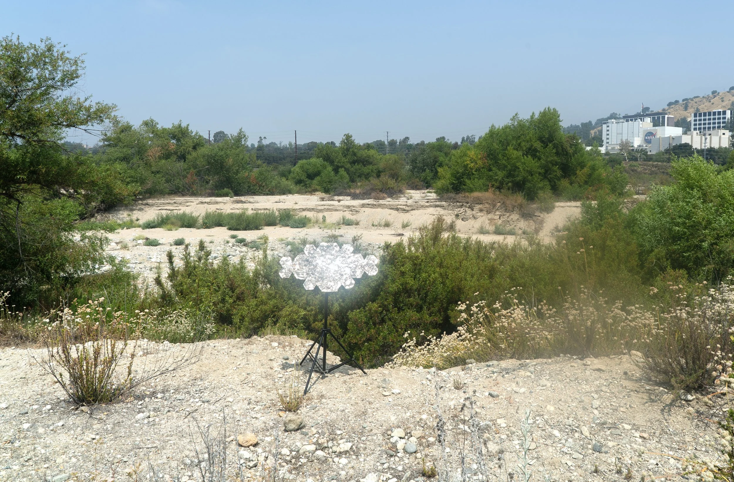   mirasol (descanso, arroyo seco outside NASA JPL, solstice) , 2026, mica, 12.5×24×1in/31.75×61×2.5cm 