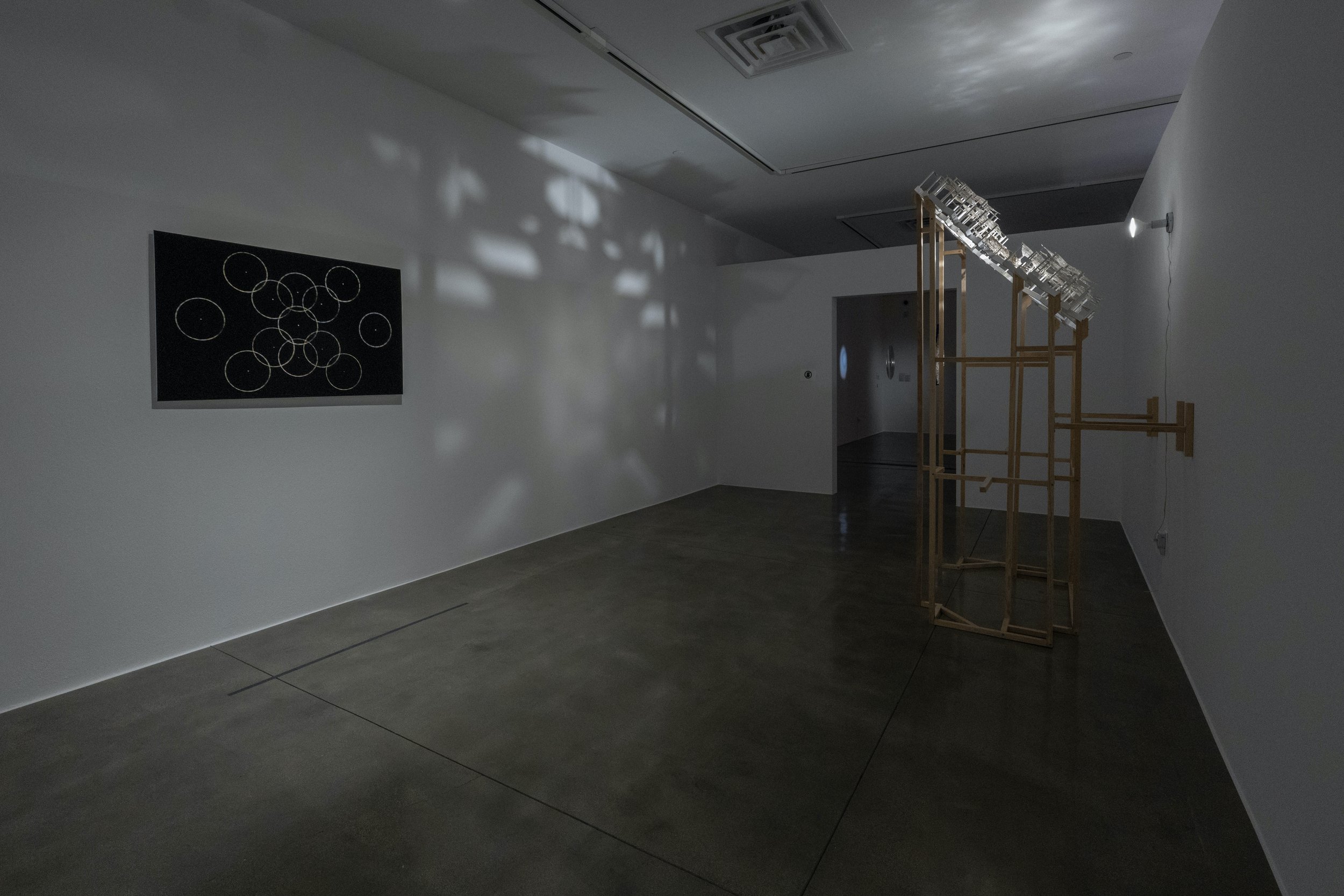  left to right:  atl (trecena de la lluvia) , 2025, archival inkjet print, 30×48in;  brown archaeoastronomy , 2025 