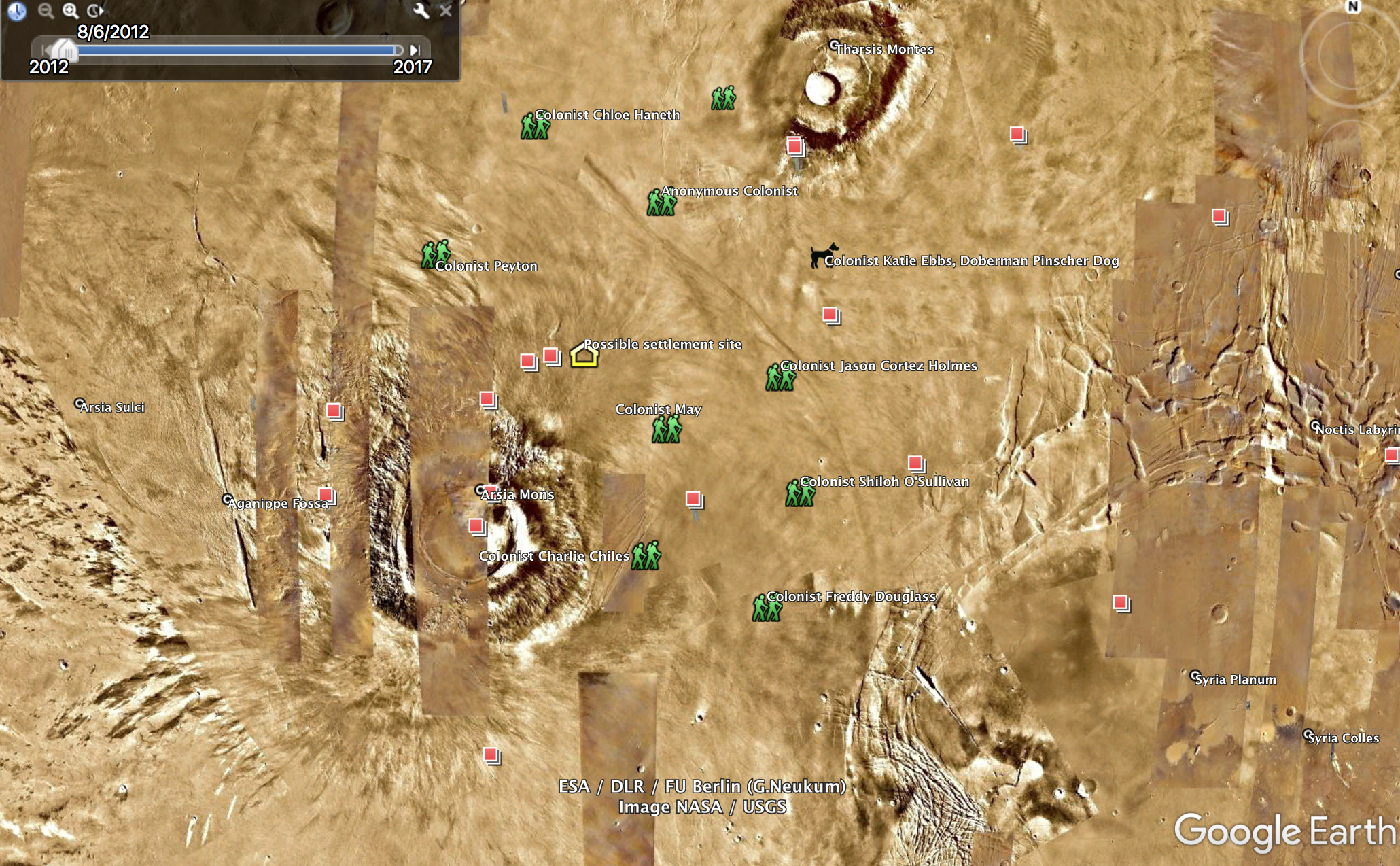A screenshot of one section of the interactive multi-media novel Colonize Mars
