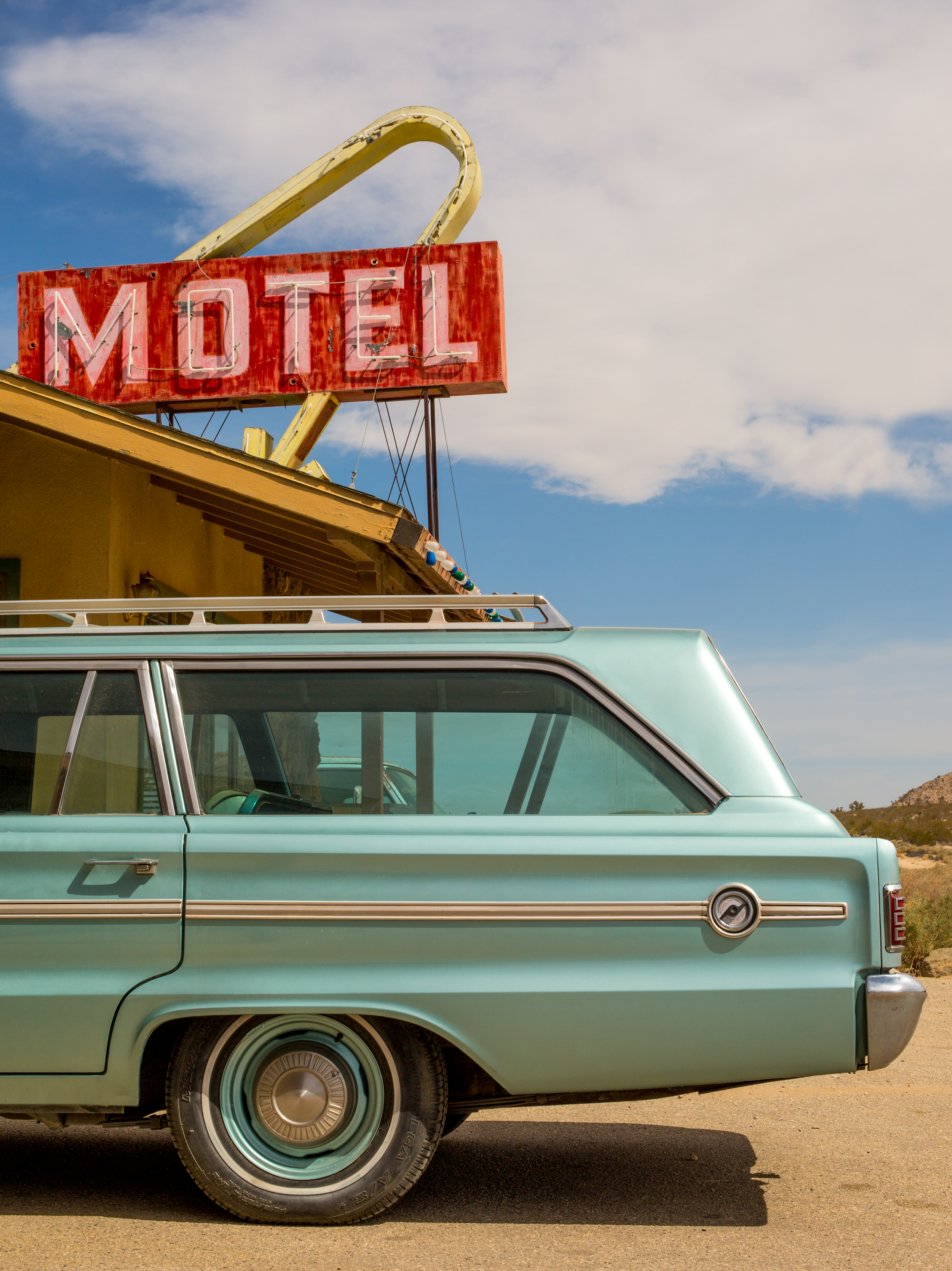 motel and vintage car