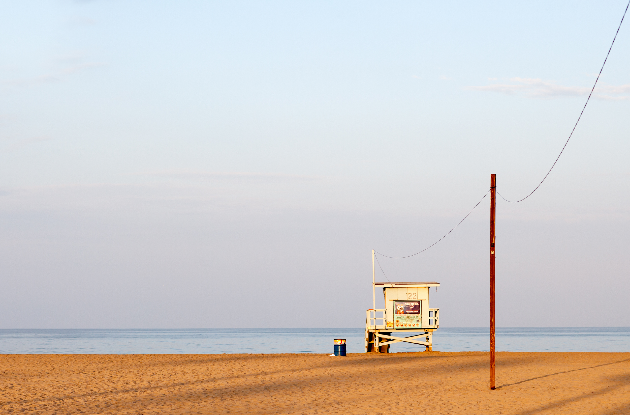 lifeguard tower, golden hour