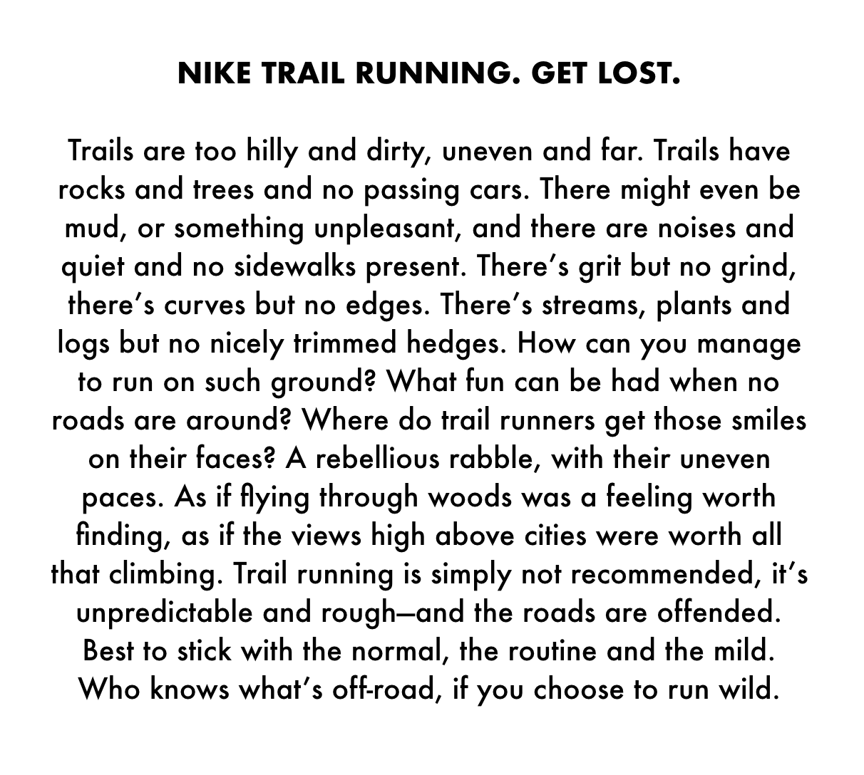 Nike Trail Running Manifesto