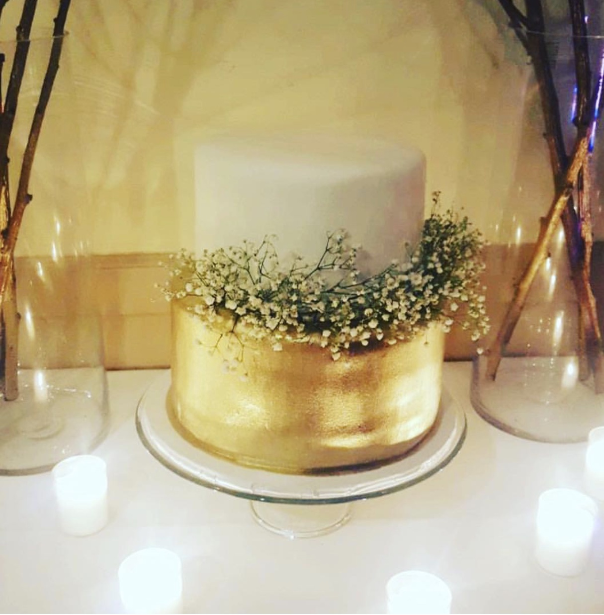 Gold and Baby Breathe Cake