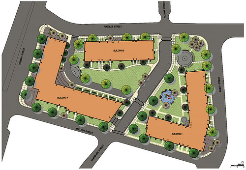 Whittier Choice redevelopment with 387 units of mixed income housing in three new buildings.