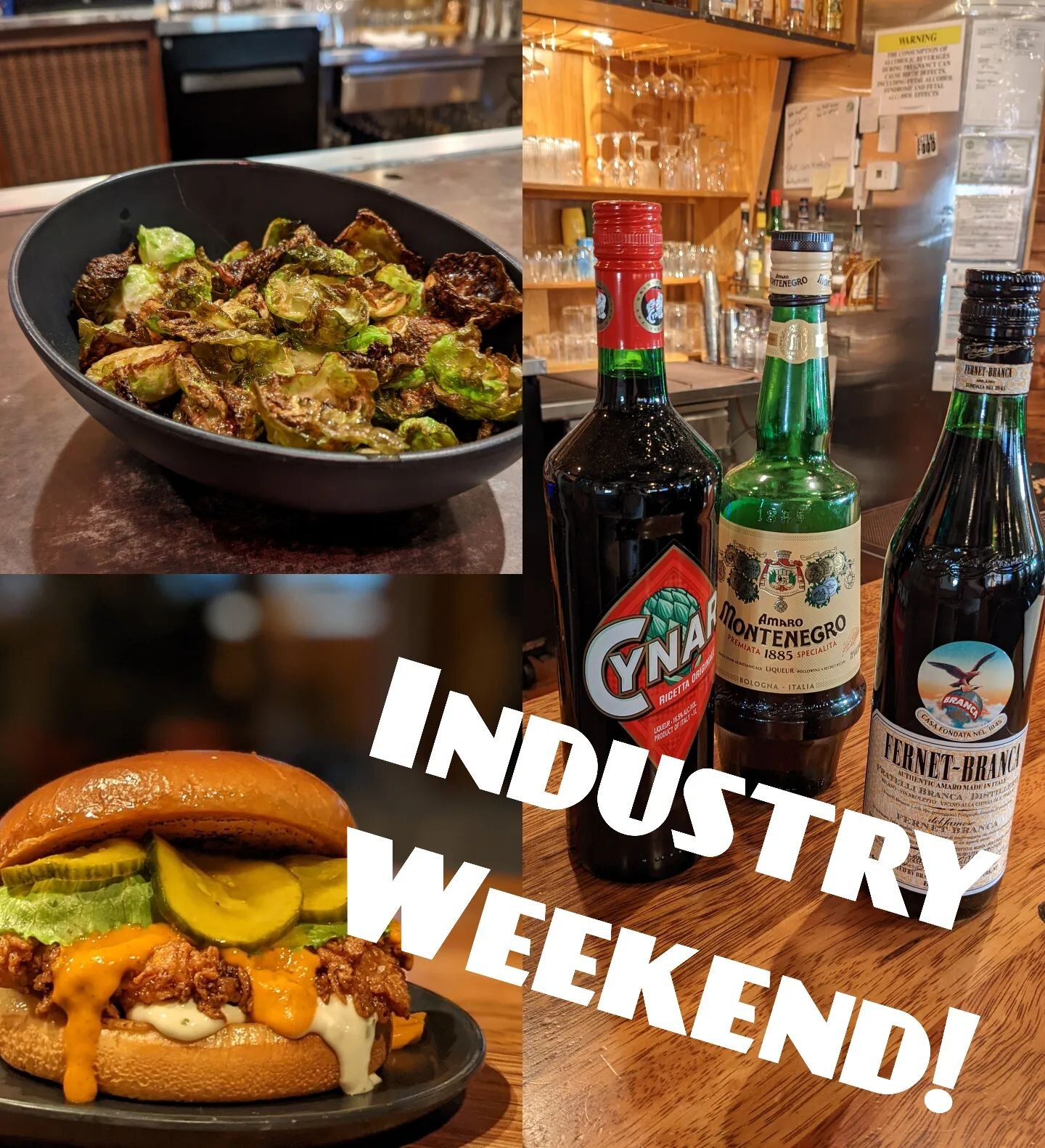 Mondays and Tuesdays catch some killer specials to celebrate the service industry weekend!

$2 off chicken sammies, brussels, Fernet, Cynar, and Montenegro

All welcome to partake!