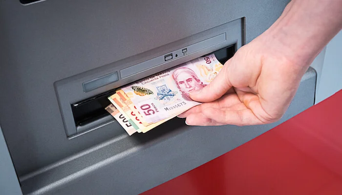 An ATM in Mexico - one of the cheapest ways to exchange dollars for pesos.