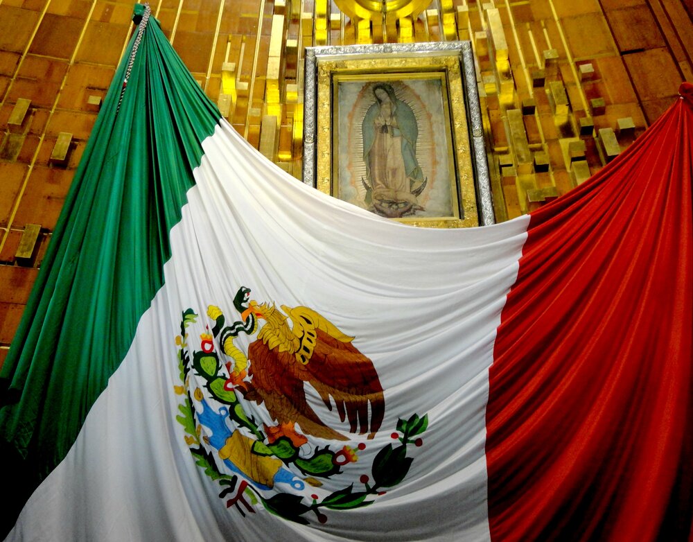 Virgen de Guadalupe Mexican Flag