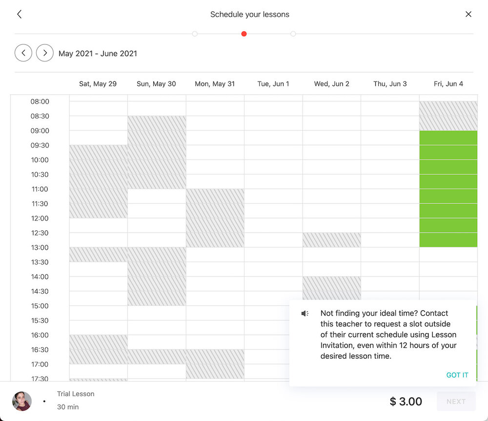 Scheduling a lesson with italki couldn’t be easier.