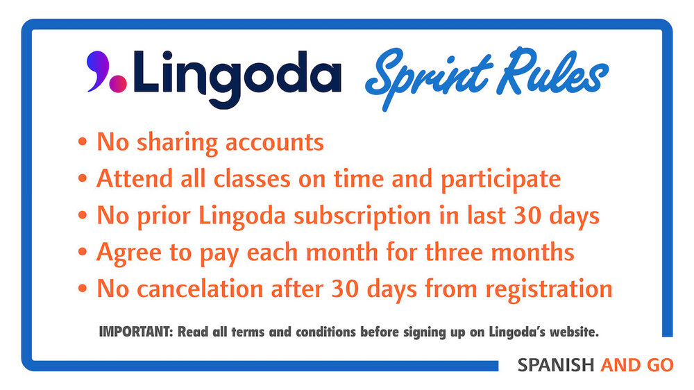 The Lingoda is very strict about its Sprint promotion rules. Breaking any one of them will result in disqualification for the refund. However, they only take a few minutes to read through, and understanding them is key to your success.