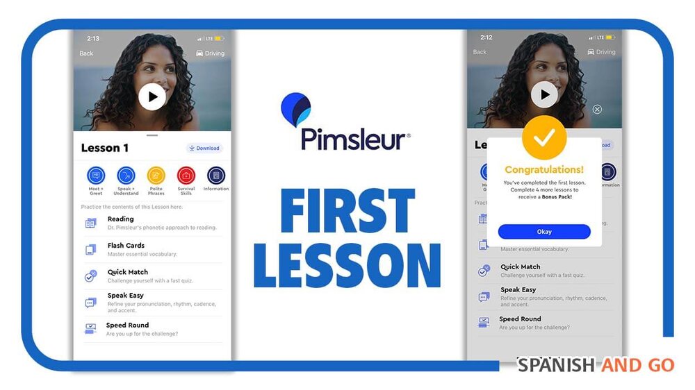 The first lesson in the Pimsleur app covers basic greetings to complete before you move on to the next step.