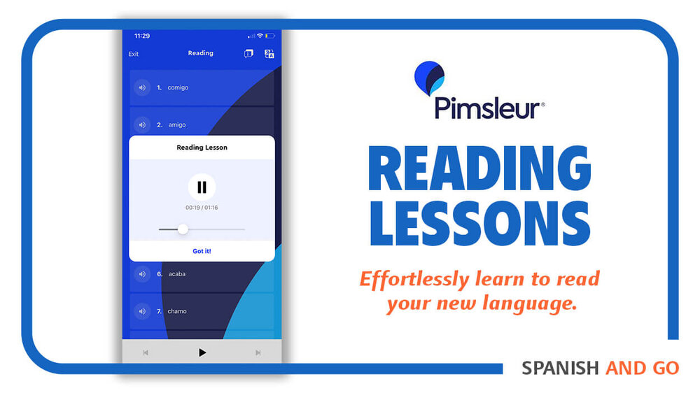 Practice reading in your target language with the Pimsleur app. Pimsleur focuses on helping you to reinforced what you learned in the audio lessons by giving you the change to read and build off of what you practiced in previous lessons.