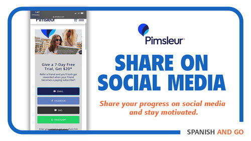 Want to share your progress on social media? With Pimsleur you can share your progress directly from the app.