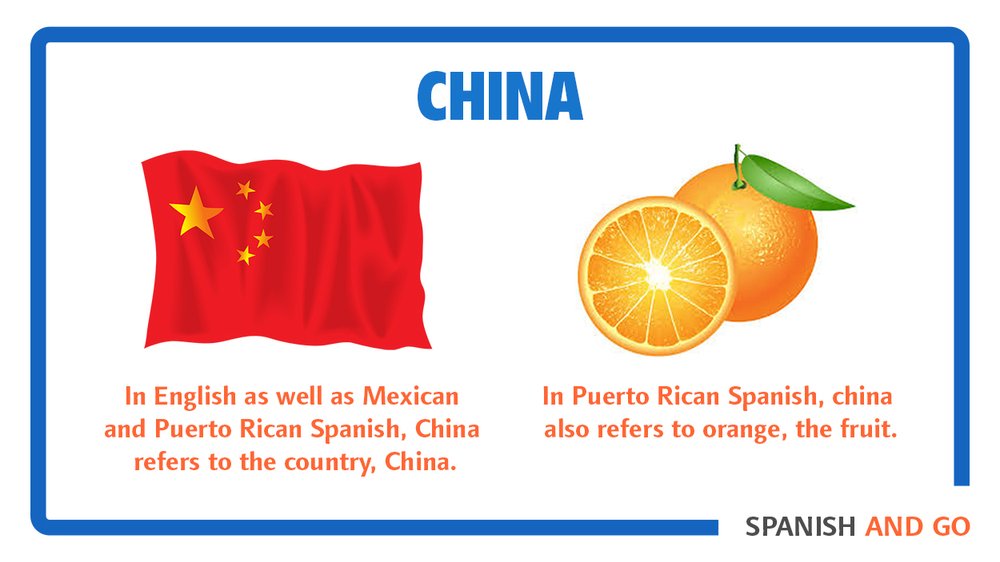 "China" can mean many things in Spanish, but in Puerto Rico often refers to an orange.