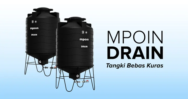 Tandon Air MPOIN DRAIN - Produk Toren Air Bebas Kuras Tangki Air Anti Lumut, Anti Pecah, Anti Bakteri