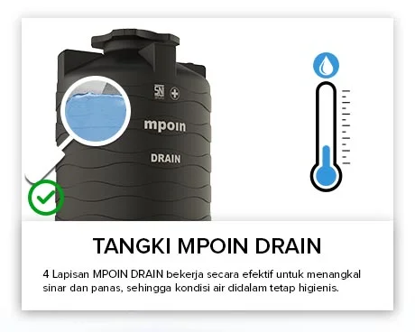 Tangki Air, Tandon Air, Toren Air, Pipa PVC - Tangki Air MPOIN DRAIN Suhu Stabil
