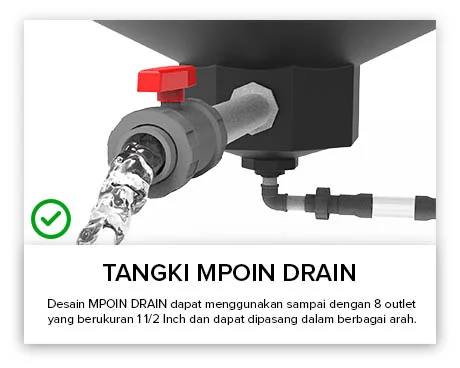 Tangki Air, Tandon Air, Toren Air, Pipa PVC - Tangki Air MPOIN DRAIN Outlet Lebih Besar