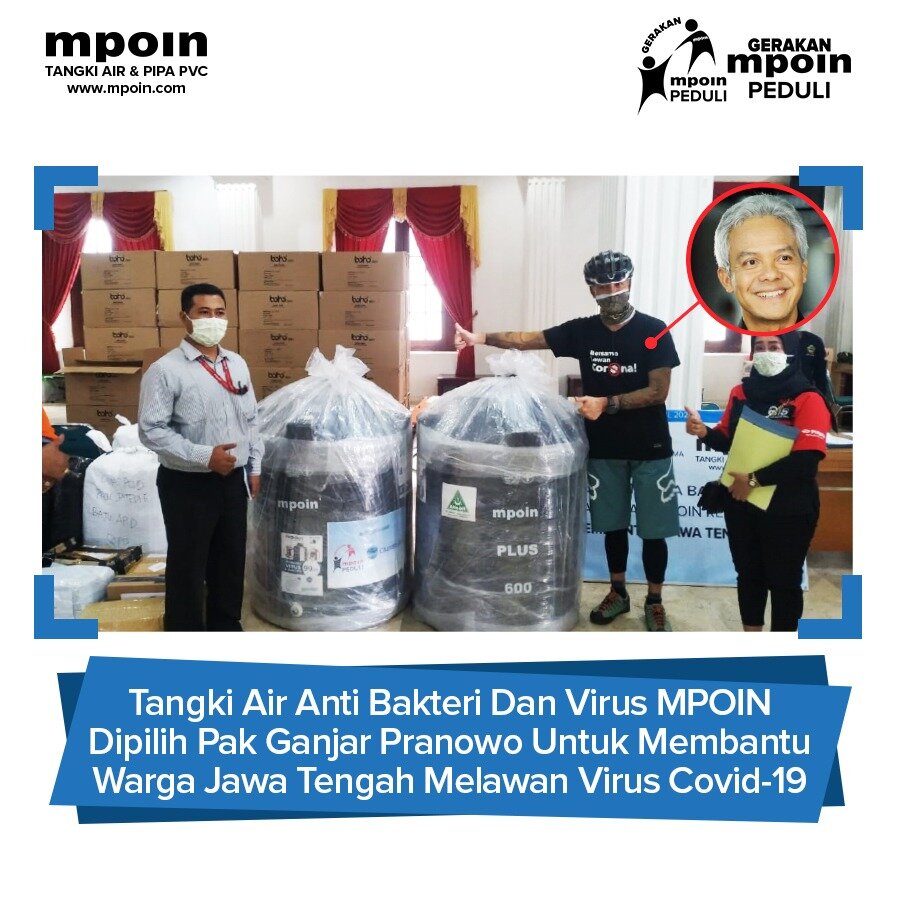 Mpoin Serahkan Bantuan 25 Tangki Air Anti Virus dan Bakteri ke Pemerintah Provensi jawa Tengah