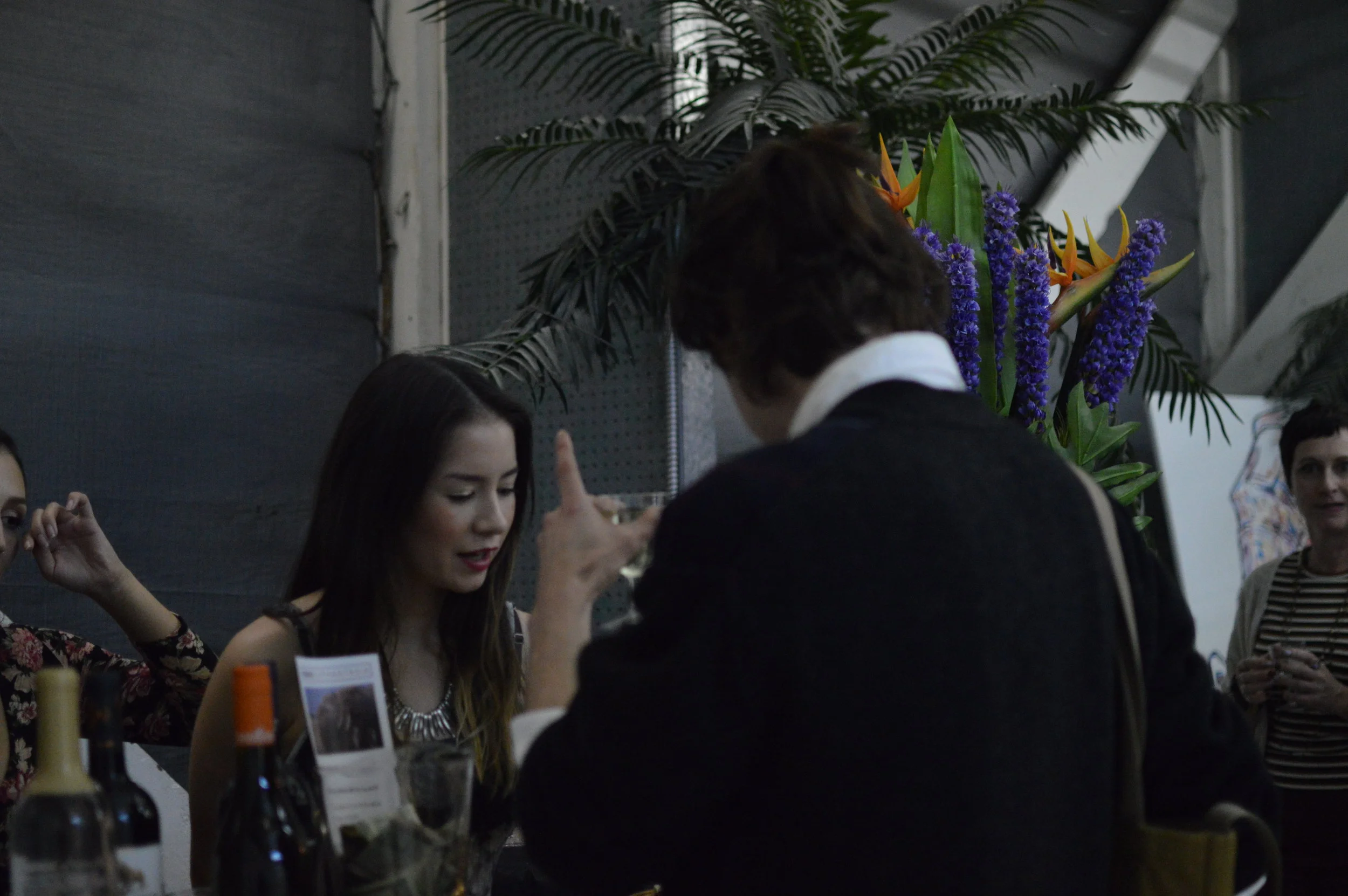 Open bar of organic wine, cocktails and hors d'oeuvres.