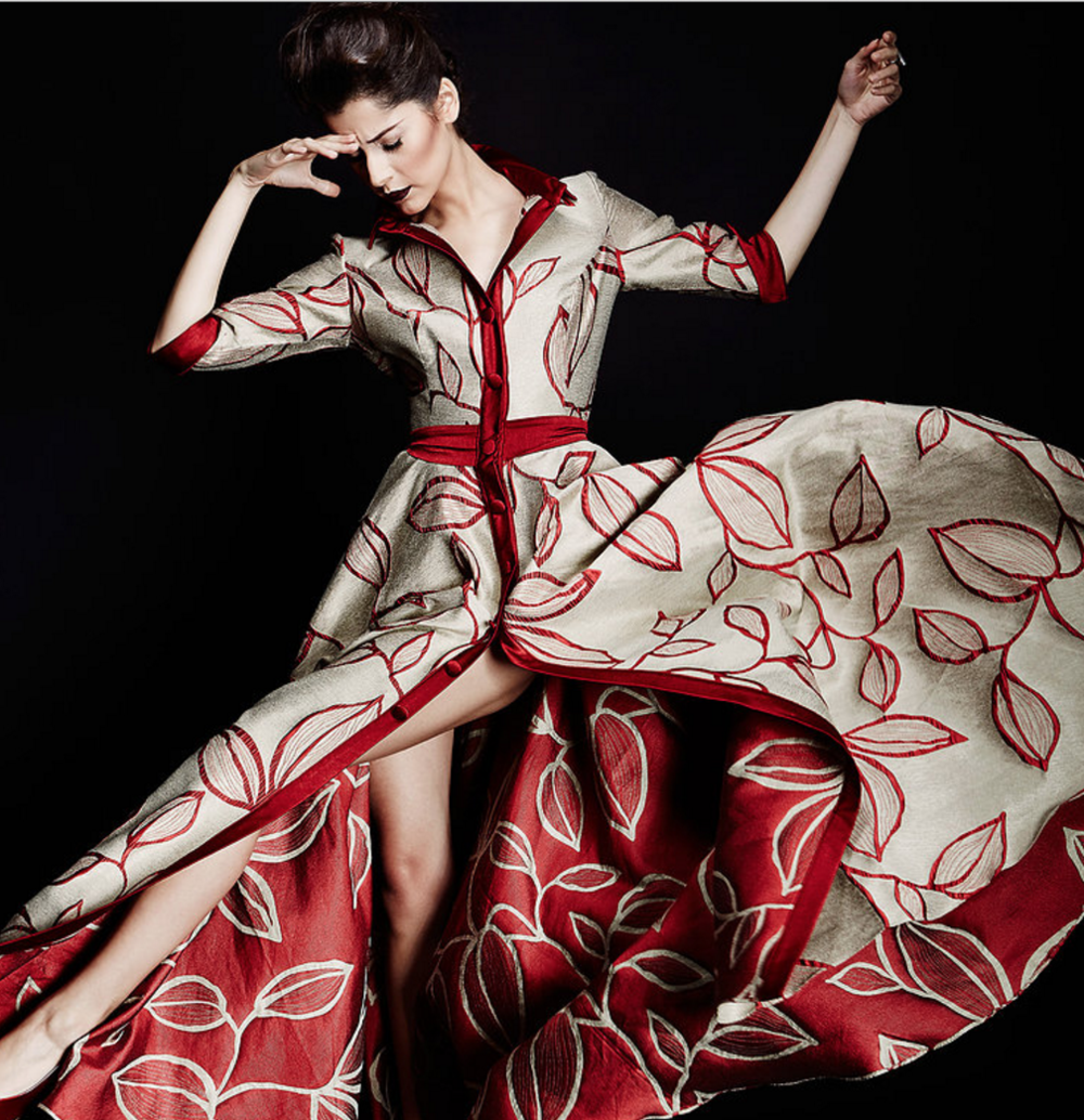Dress from last year's annual fundraiser for Hoja Nueva inspired by the organisation's sustainably grown cacao. Design by JOSÉ ZAFRA .