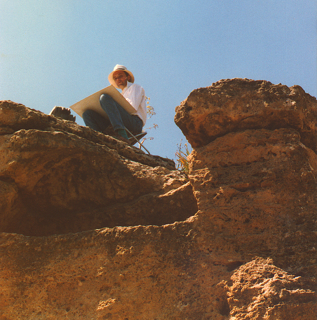 Painting high up on top of the ancient roman city wall at Agrigento
