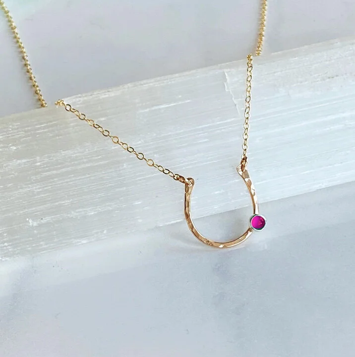 14K Gold Lady Luck Horseshoe Necklace 