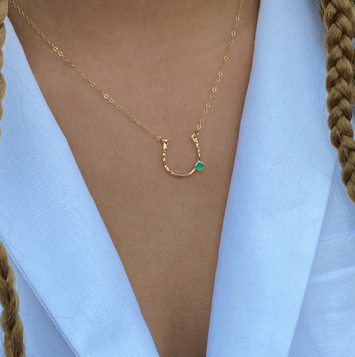14K Gold Lady Luck Horseshoe Necklace 
