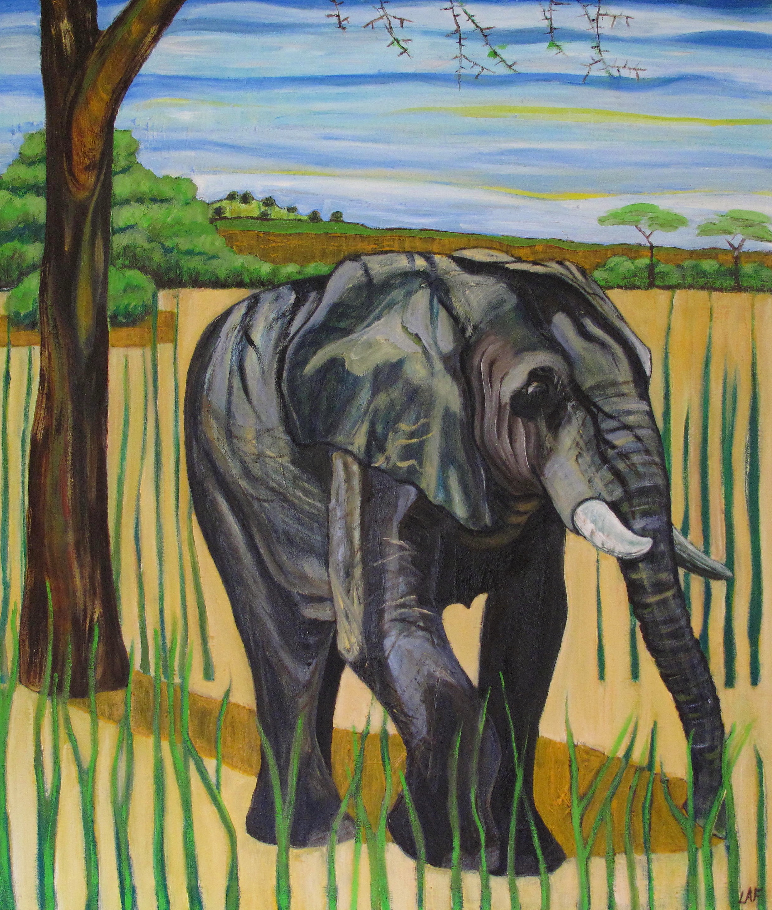 Elephant 34”x40” Oil on Canvas $600