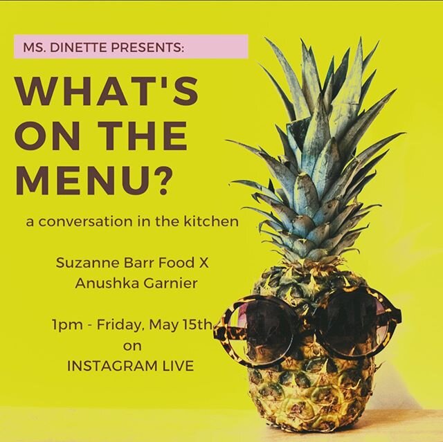 Superrrrr Excited for today&rsquo;s insta-lime (yes lime not live, the Trini&rsquo;s will know 😉. My sweet friend @suzanne_barr_food and I will be chatting all things food, culture, covid-19, entrepreneurship and parenthood- life&rsquo;s juggle at i