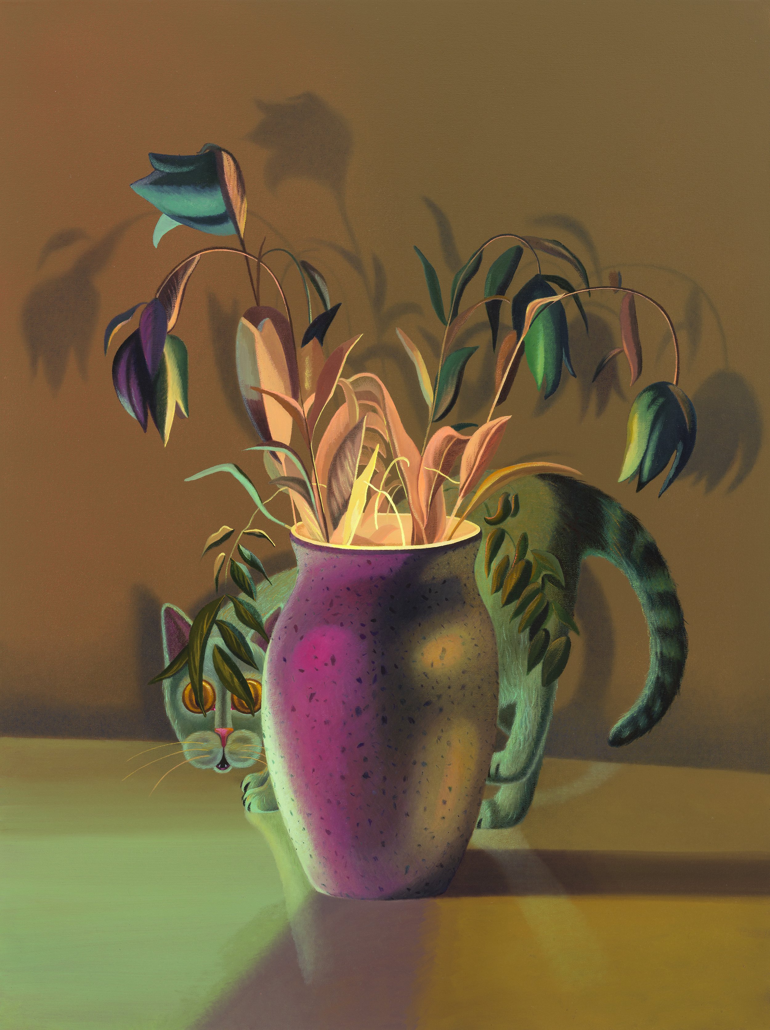 Glowing Vase, oil and acrylic on canvas, 40" x 30", 2023