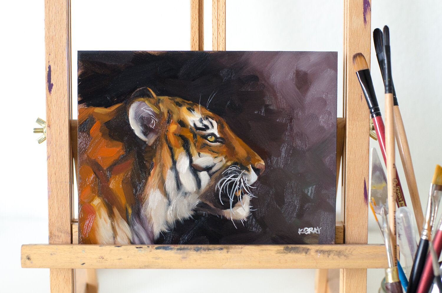  “Tiger study” - Oil sketch on archival panel, 6” x 8” 