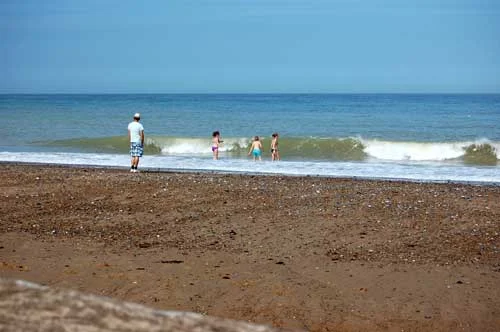 OVERSTRAINED beach at low tide