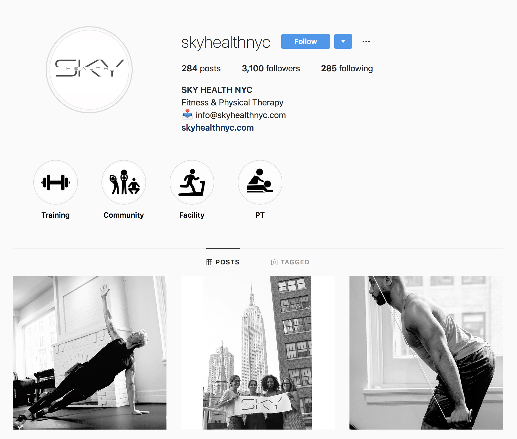 Sky Health NYC Instagram Page