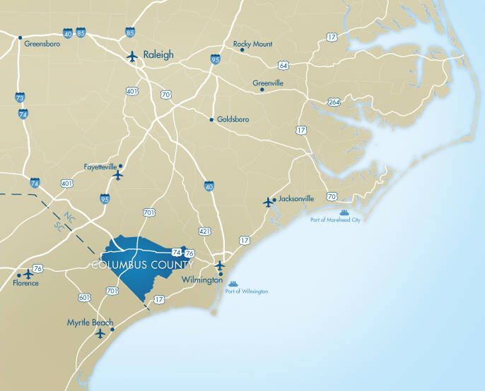 Whether you’re driving or flying, or shipping via port or train, Columbus County offers an impressive range of options to meet your transportation needs.