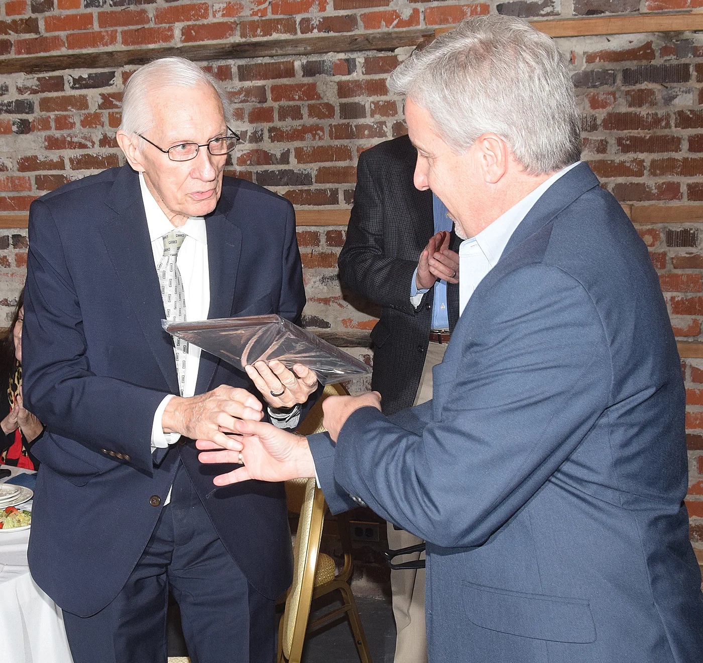 The Tabor City Committee of 100 named former North Carolina senator and Committee of 100 supporter R.C. Soles Jr. as a lifetime member emeritus. Chairman Trent Burroughs is at right.