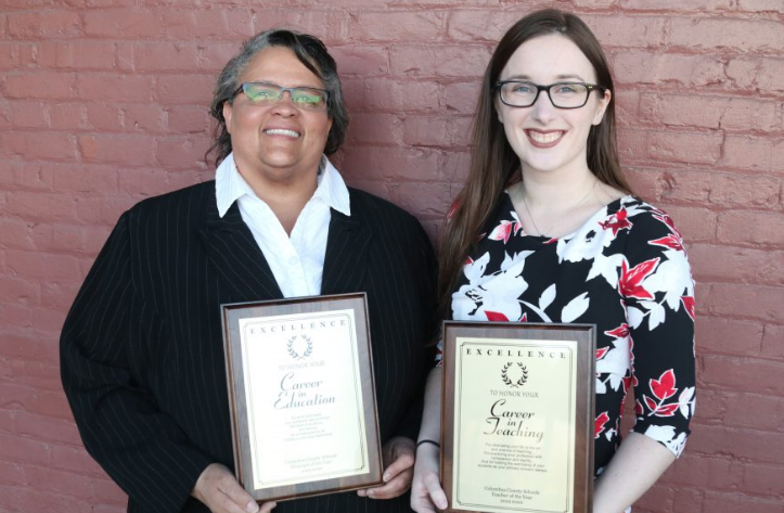 Georgia Spaulding, principal of Evergreen Elementary School, and Anna Slaughter, band teacher at Acme Delco Middle and Hallsboro Middle schools received the top honors.