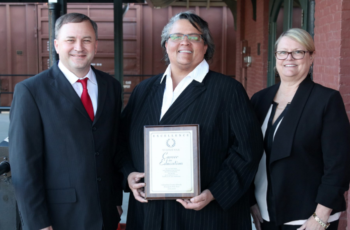 Principal of the Year nominees. From L-R: Wendell Duncan of Nakina Middle, Georgia Spaulding of Evergreen Elementary and Terry Brown of Tabor City Elementary.