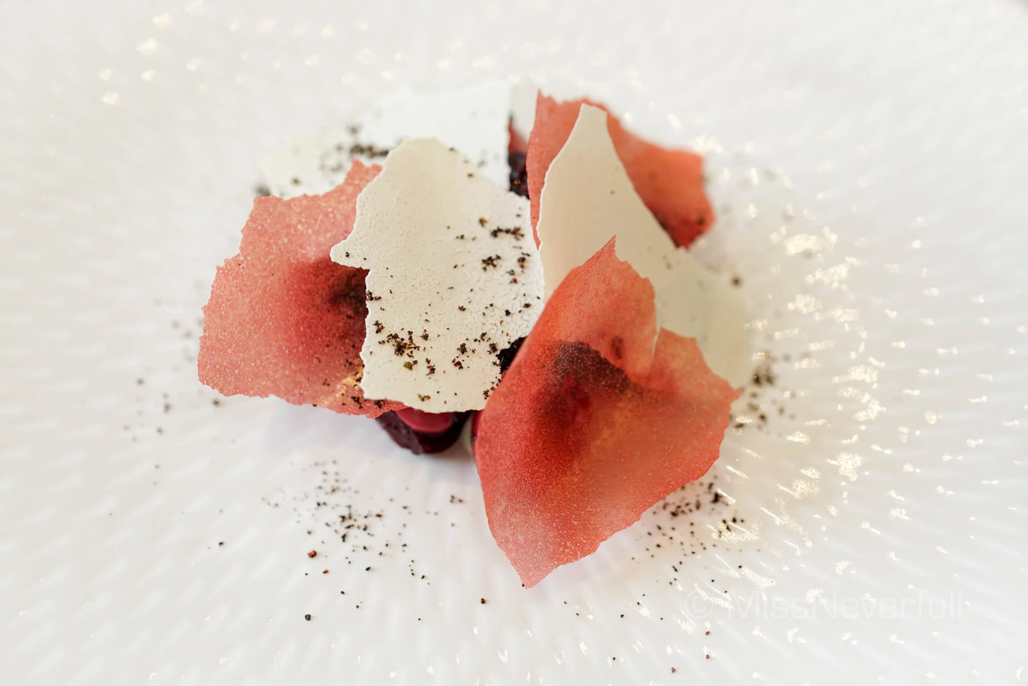 Salad of slow roasted beetroots, homemade duck ham, fresh plum,