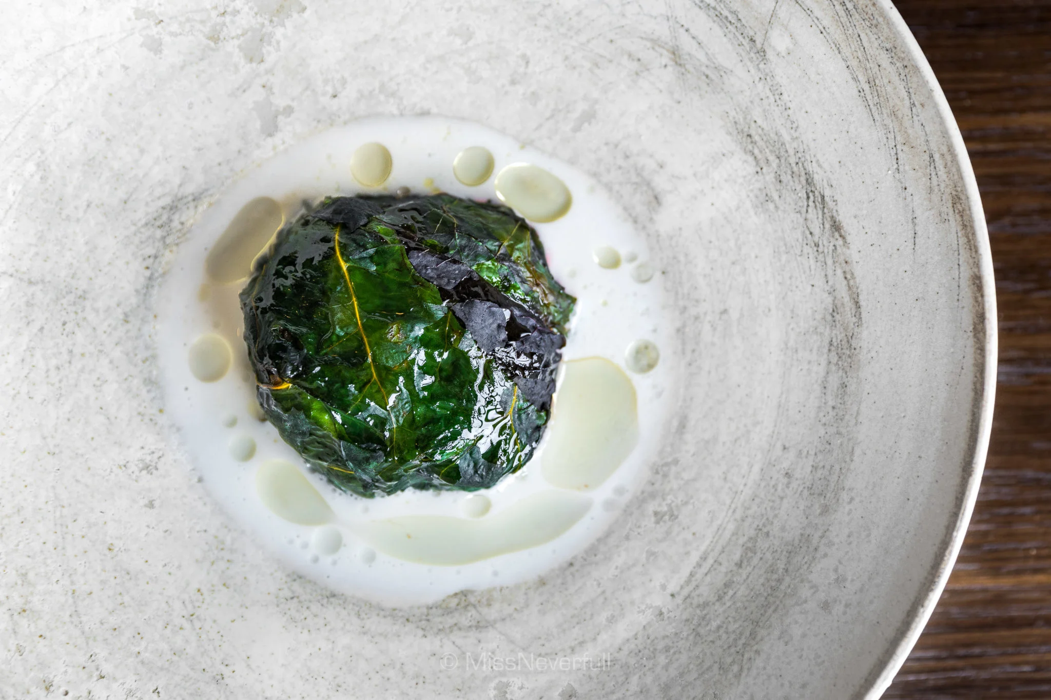 Lamb Belly, Unripe Apple, Swiss Chard, Almond