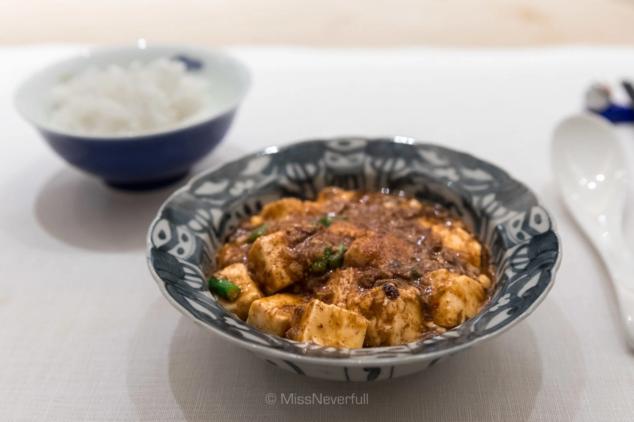Mapo tofu with white rice (麻婆豆腐とごはん)