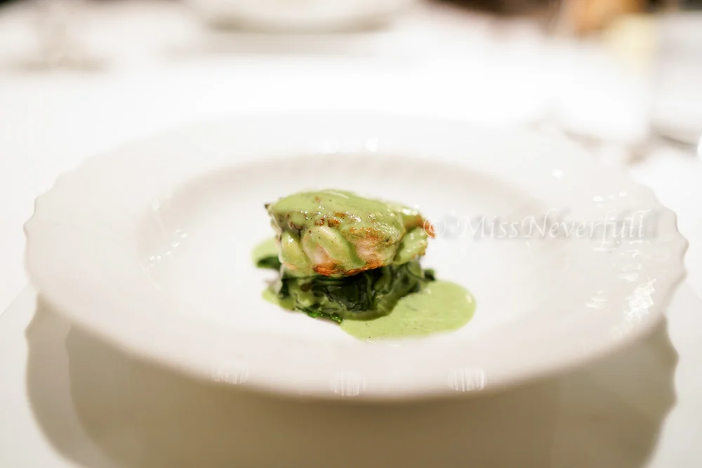 Shirako, spinach, spinach sauce