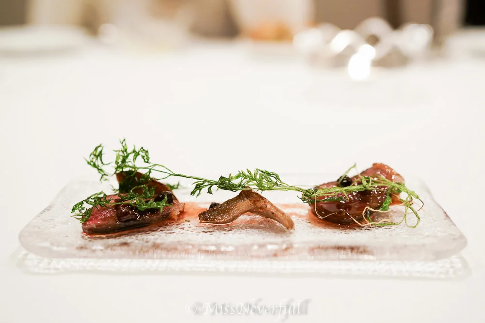 Roasted Japanese deer with raisin & red wine sauce