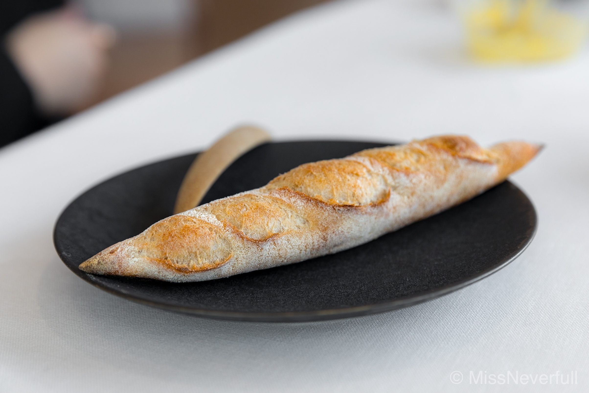 Homemade baguette, served with sea salt and cream cheese whipped butter